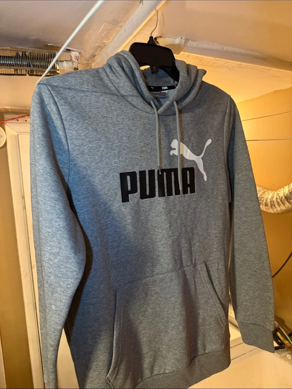 Puma Men's Gray Crewneck Hoodie with White Puma Logo